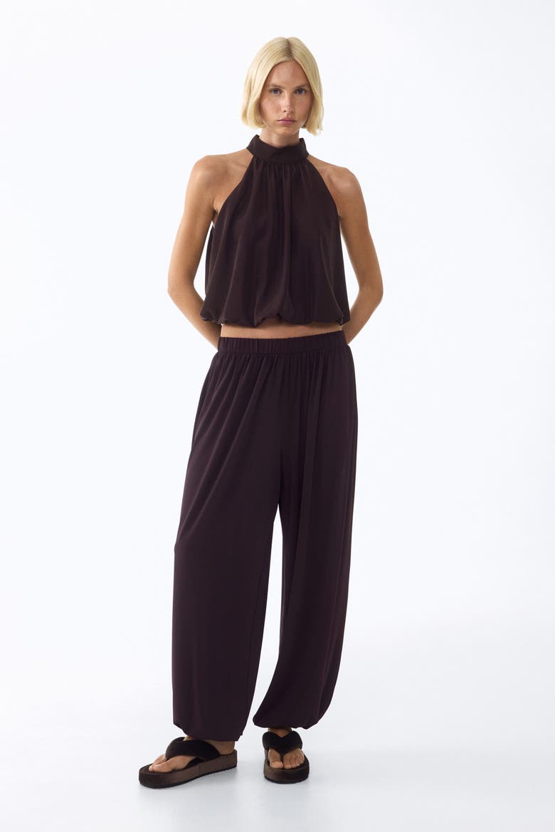 Bubble-hem Top, Alternate, color, Dark brown