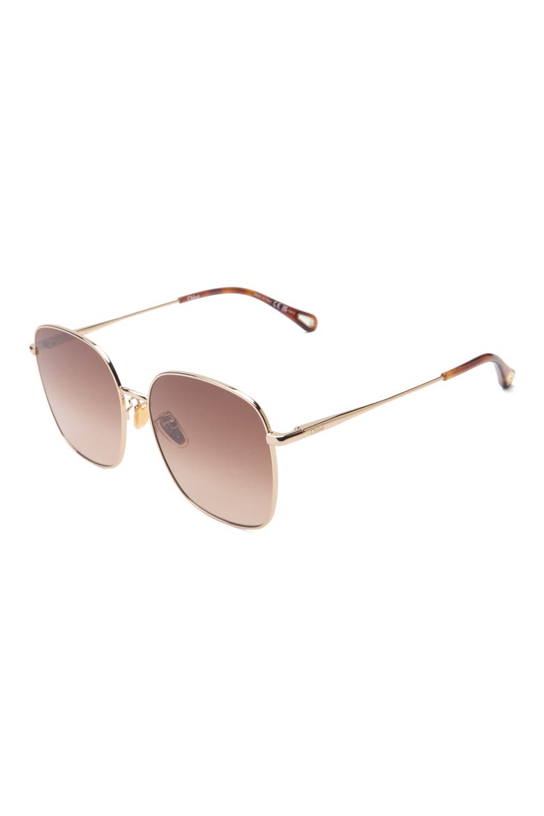 58mm Gradient Square Sunglasses, Alternate, color, GOLD GOLD BROWN