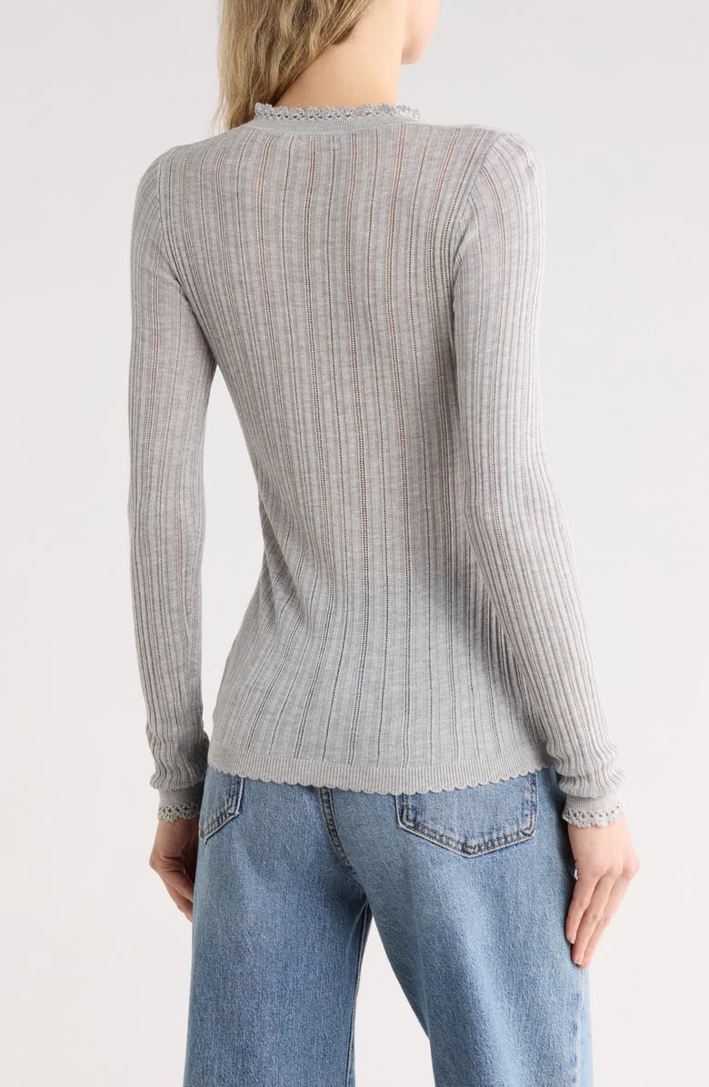 Ulla Johnson Delia Long Sleeve Pointelle Henley, Alternate, color, Slate