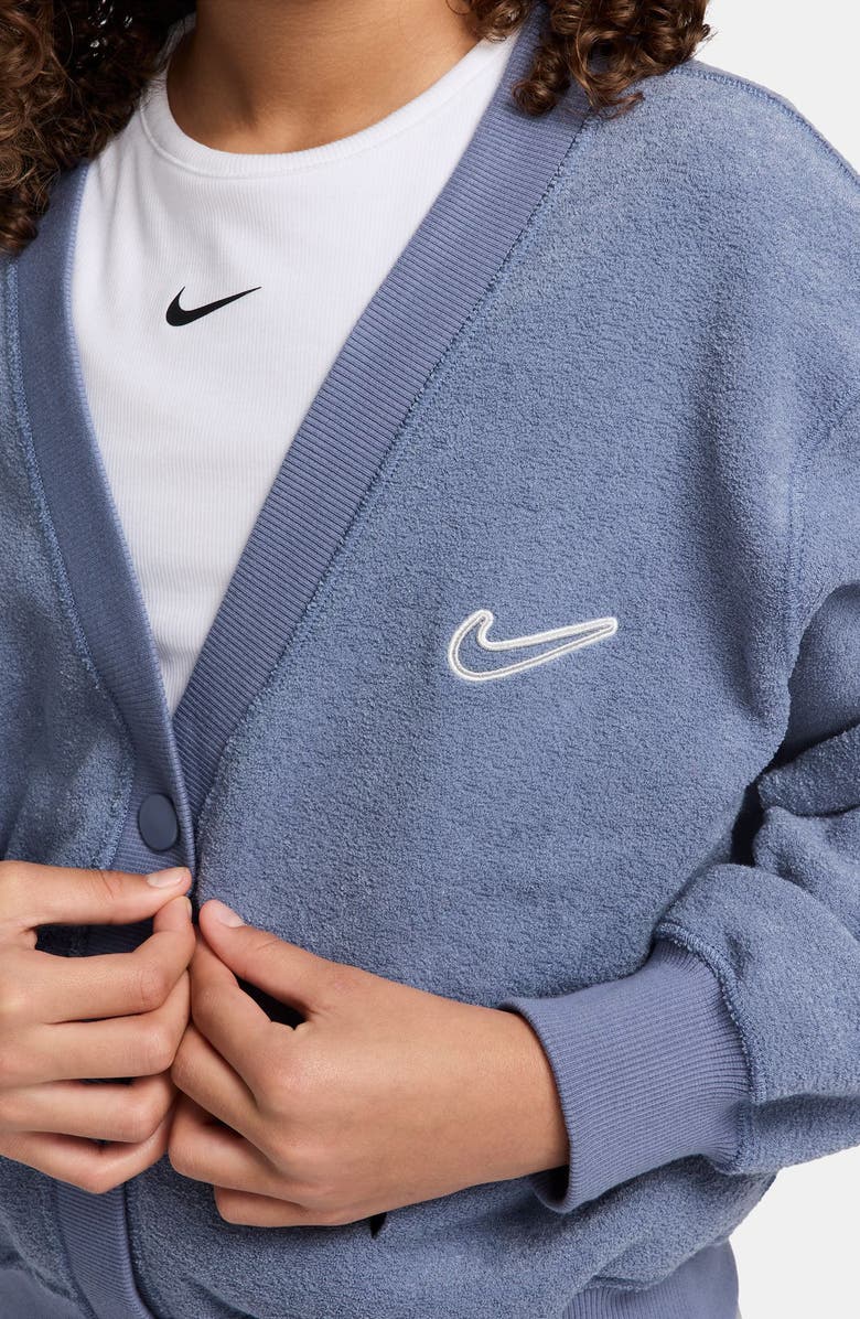 Nike Kids' Sportswear Cotton Fleece Cardigan, Alternate, color, World Indigo/ White