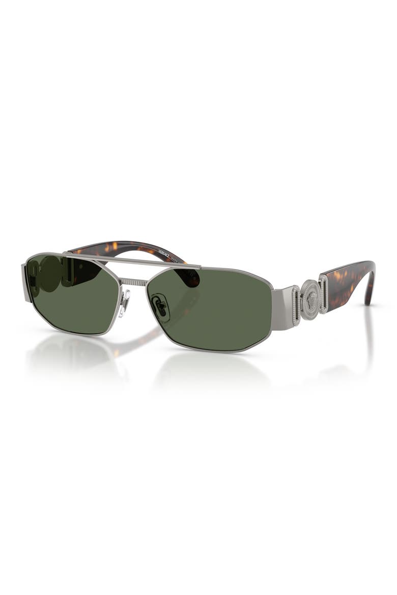 58mm Irregular Sunglasses, Alternate, color, GUNMETAL / DARK GREEN