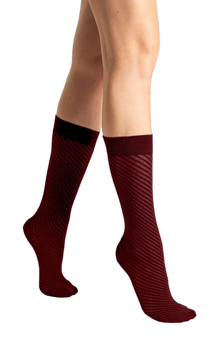 Wolford Dot Virgin Wool Blend Crew Socks, Main, color, Midnight Red