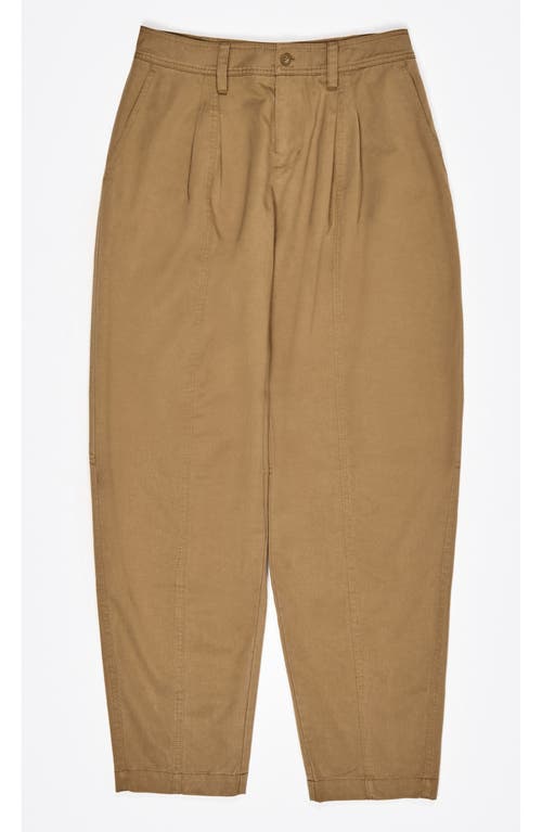 Bimba Y Lola Washed Cotton Darted Trousers In Brown