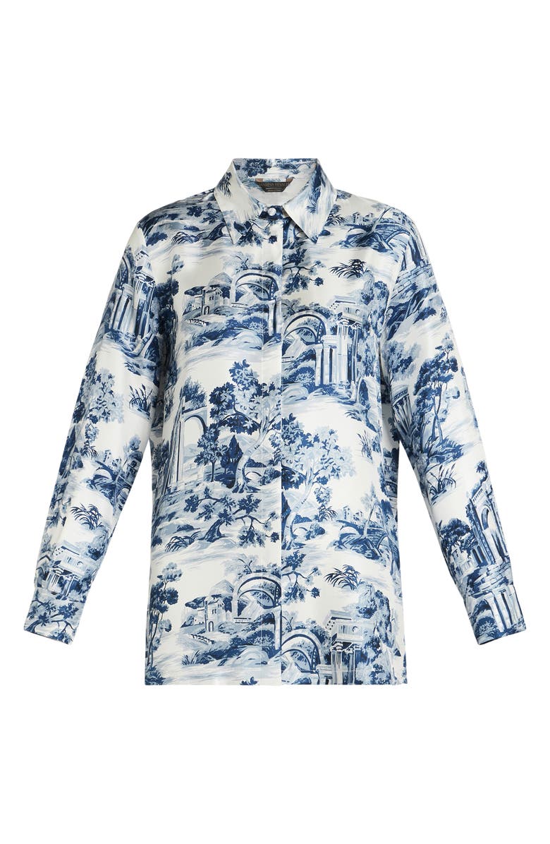 Marina Rinaldi Nespola Toile Silk Button-Up Shirt, Alternate, color, 