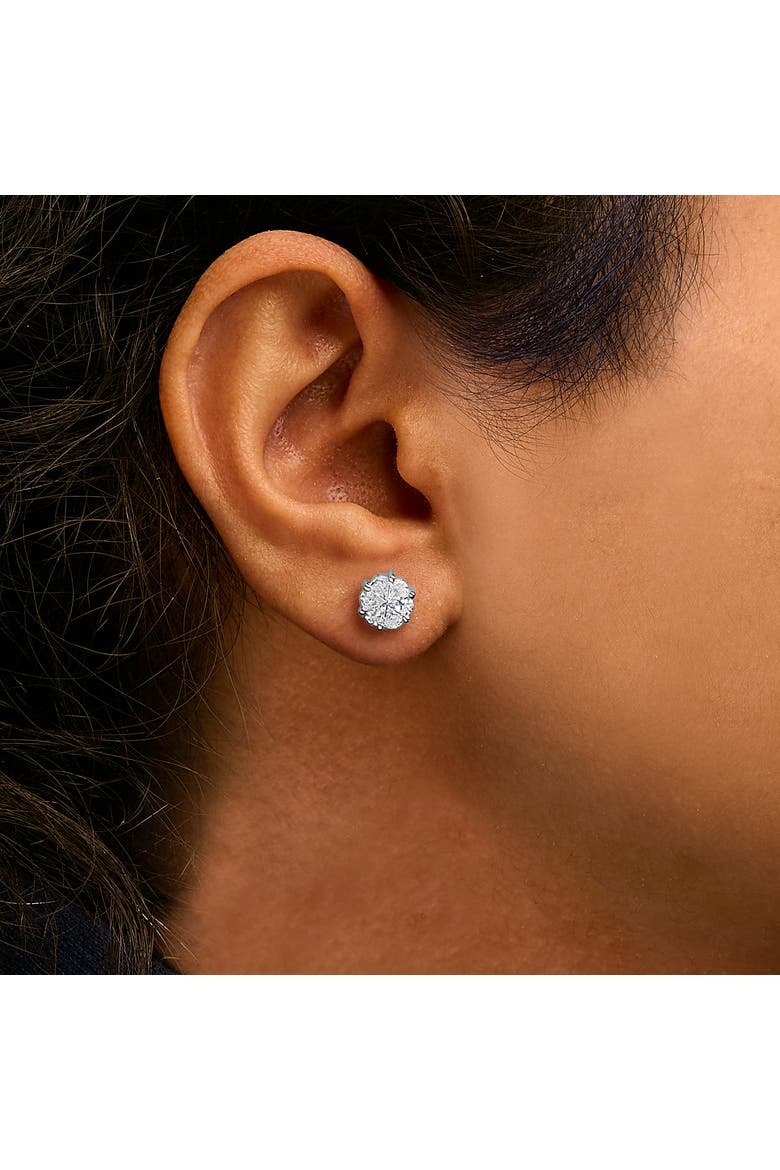 14K White Gold 1.00 Cttw Pie Cut Diamond Solitaire Style Stud Earring, Alternate, color, White