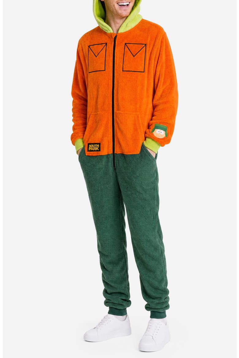 South Park Kyle Fleece Hooded Jumpsuit, Main, color, ORANGE