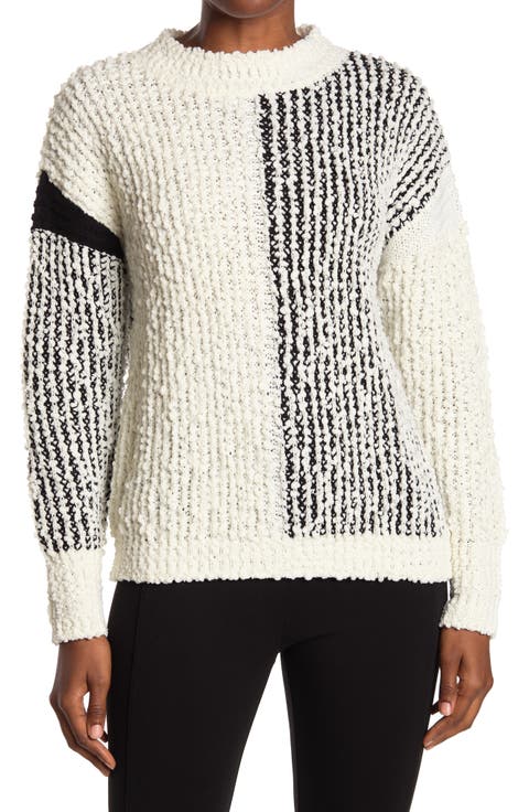Colorblock Boucle Knit Pullover Sweater