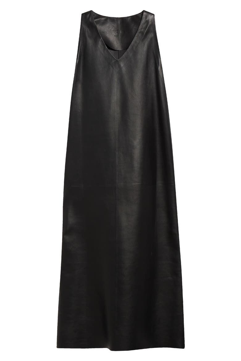 Snyder Leather Shift Dress, Alternate, color, BLACK
