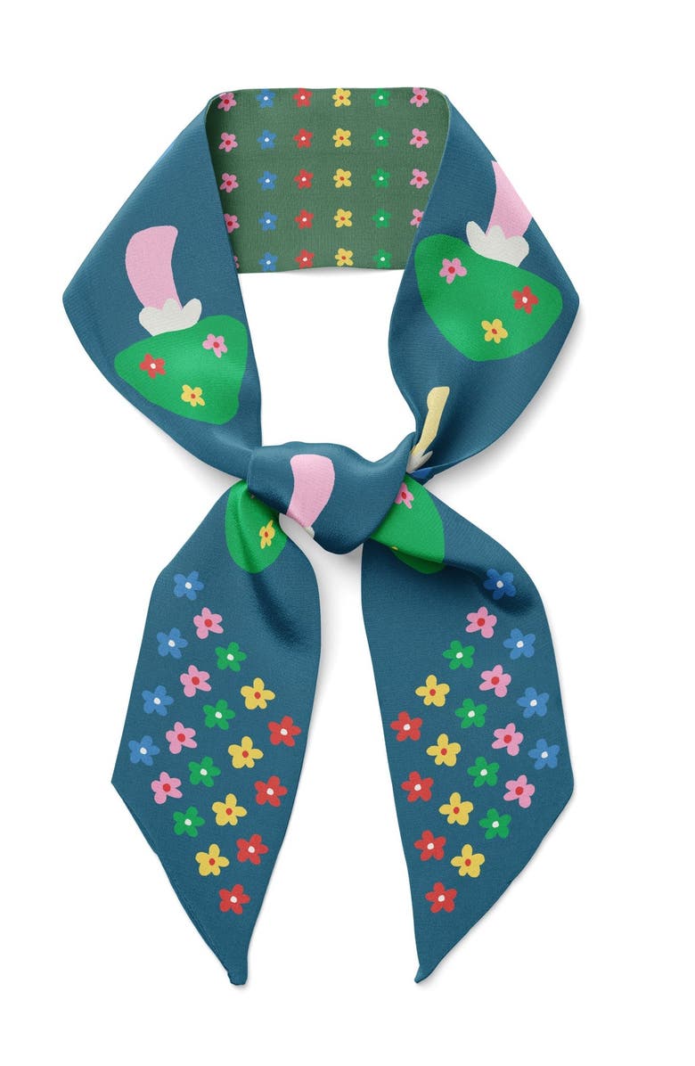 Centinelle Mushroom Floral Twilly Ribbon Scarf, Main, color, Beige