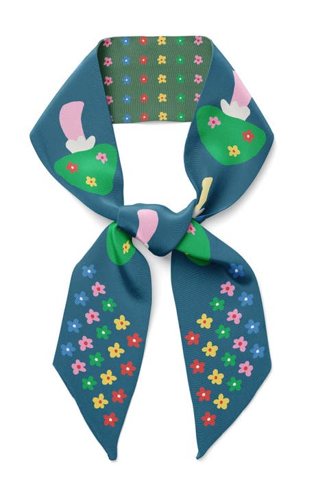 Mushroom Floral Twilly Ribbon Scarf
