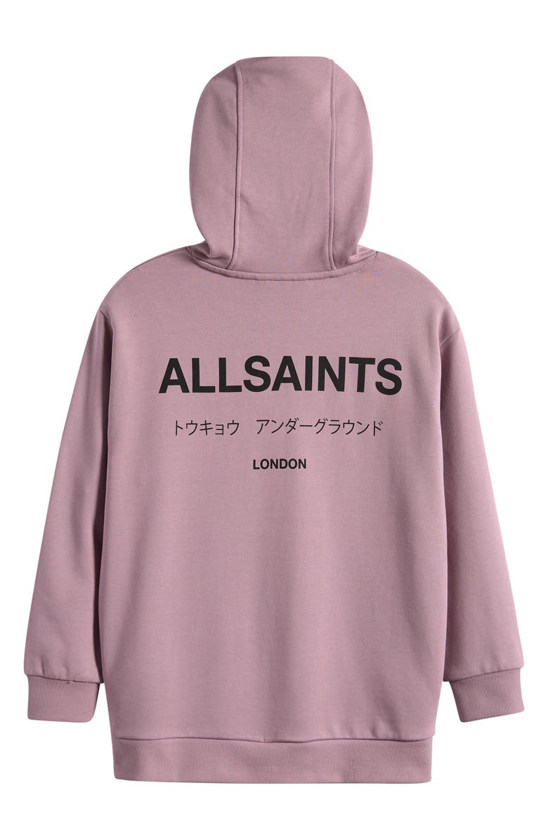 smALLSAINTS by ALLSAINTS Kids' Oversize Underground Logo Cotton Hoodie, Alternate, color, Purple