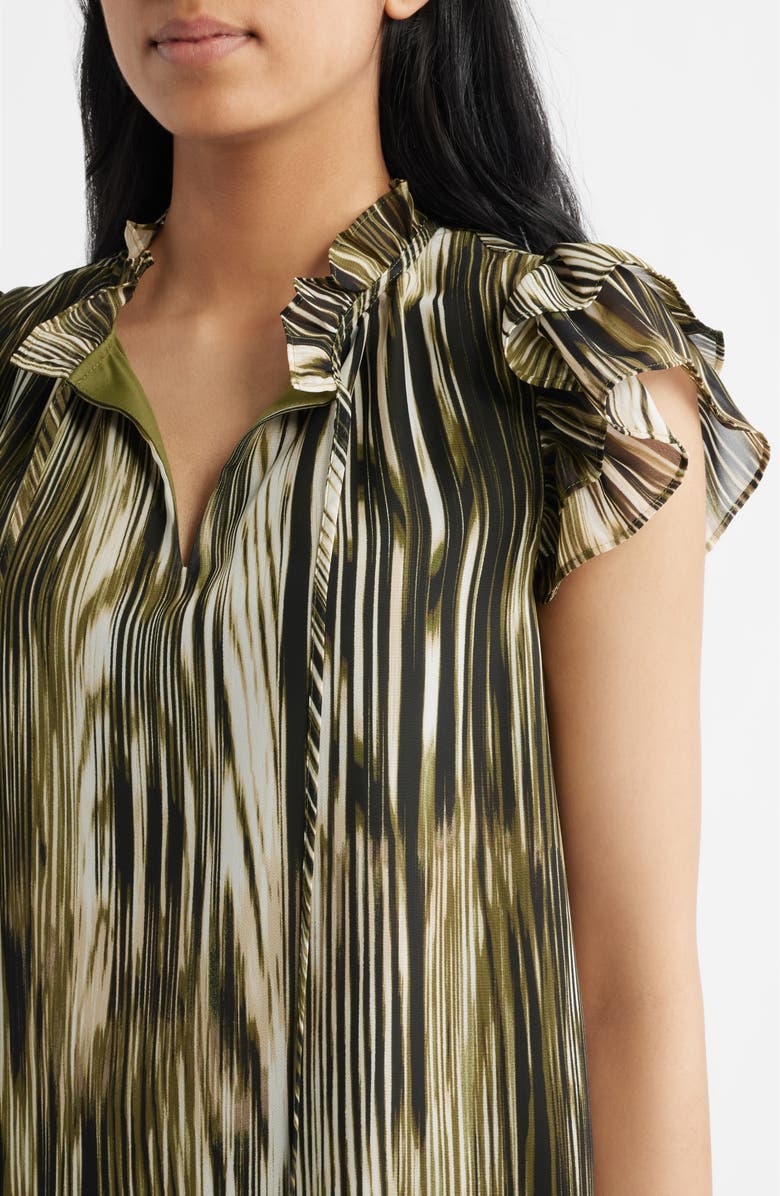 Anne Klein Ruffle Sleeve Tie Neck Top, Alternate, color,