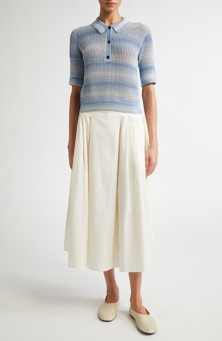 Maria McManus Space Dye Stripe Mesh Crop Polo, Alternate, color, 