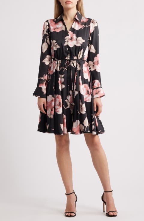 Floral Long Sleeve Shirtdress