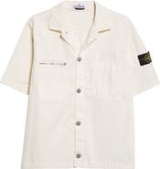 Stone Island Short Sleeve Stretch Cotton Button-Up Shirt