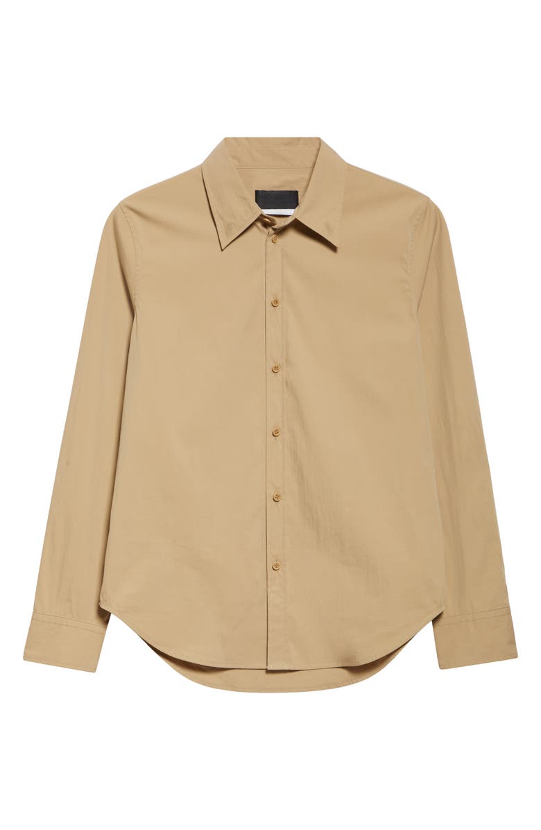 Nili Lotan Dyllan Shrunken Cotton Shirt, Alternate, color, Khaki