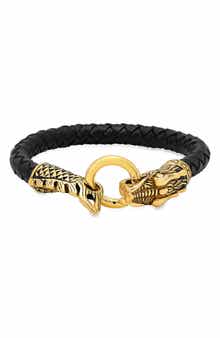 Men's Braided Leather Dragon Bracelet