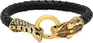 STEELTIME Men's Braided Leather Dragon Bracelet