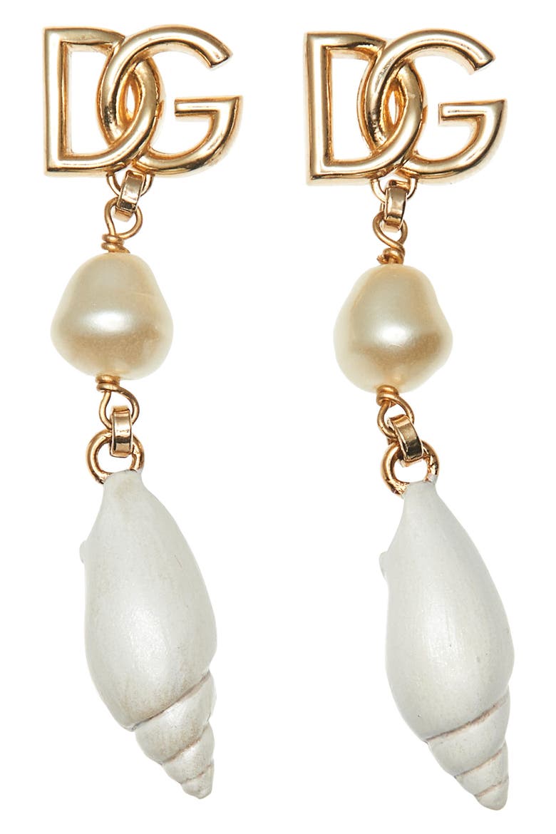 DG Shell Drop Earrings, Alternate, color, ZOO00 ORO