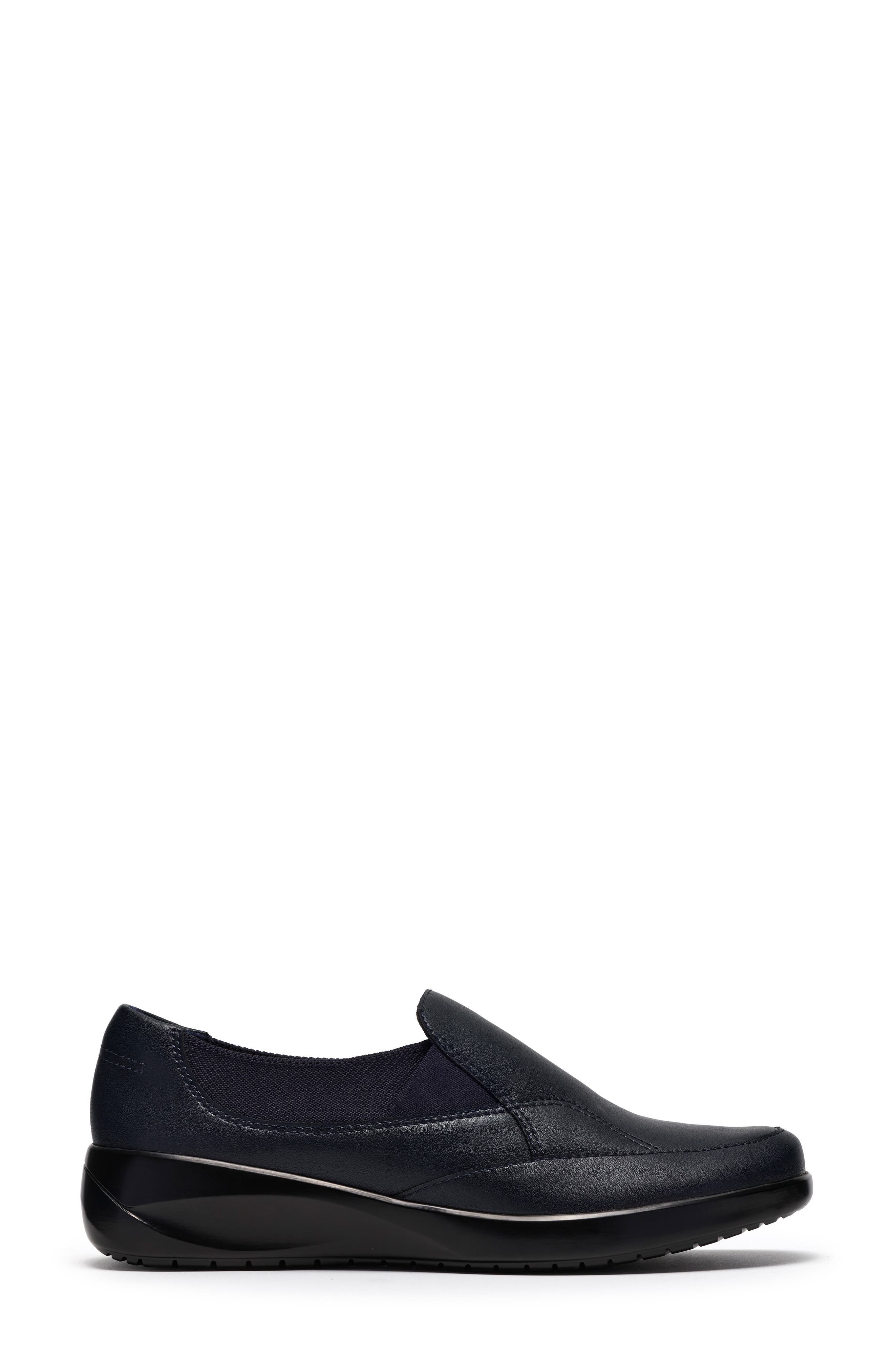 Kaetlyn Mae Leather Slip-On Flat, Alternate, color, NAVY LEATHER