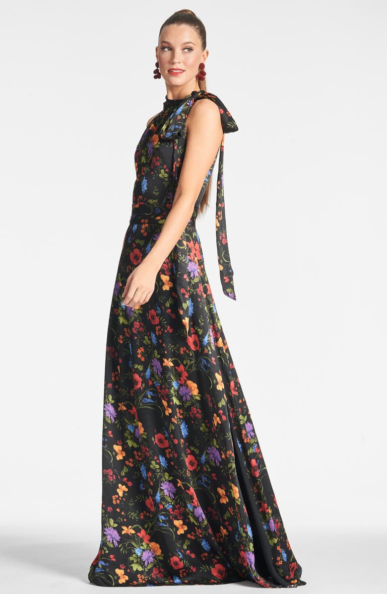 Sachin & Babi Kayla Floral Crinkle Georgette Gown, Alternate, color,