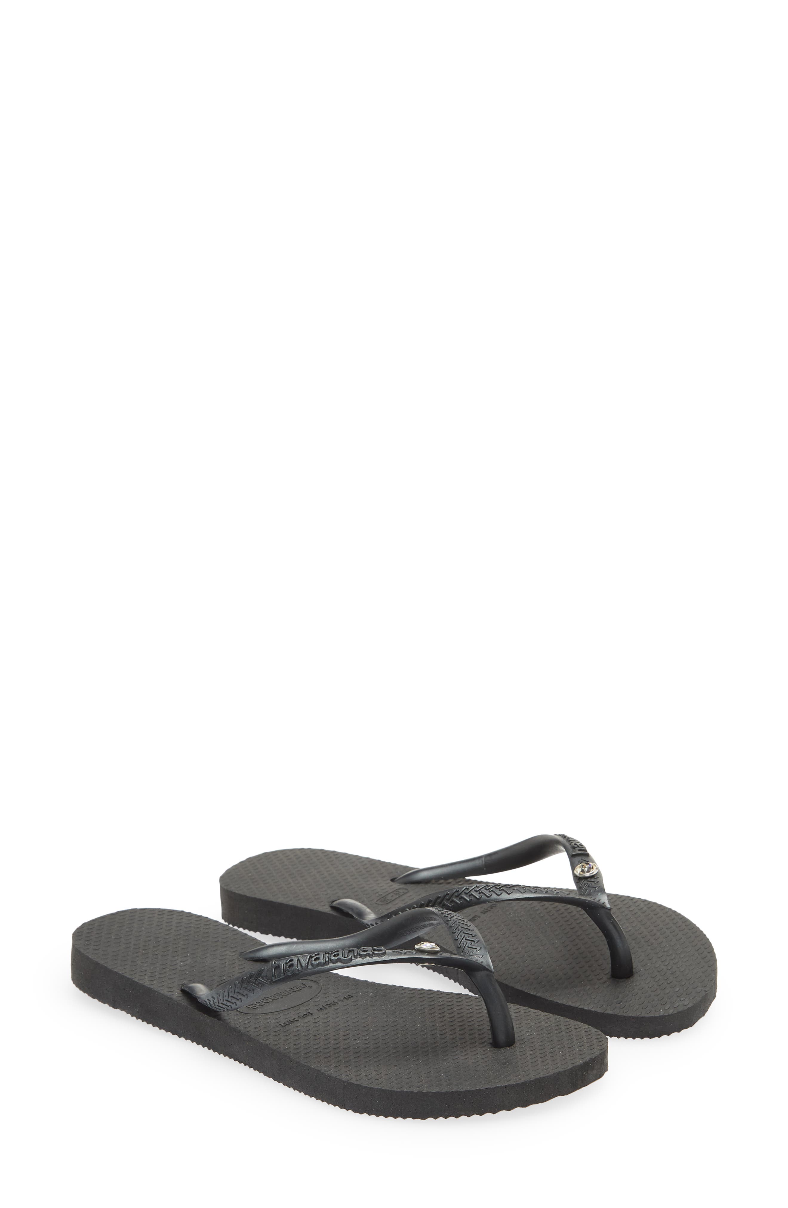 Havaianas Slim Crystal II Flip Flop, Alternate, color, Black