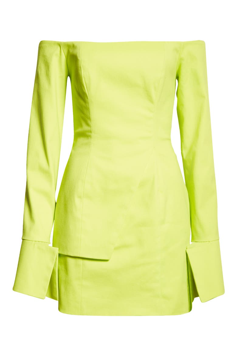 Ovia Long Sleeve Off the Shoulder Minidress, Alternate, color, CHARTREUSE