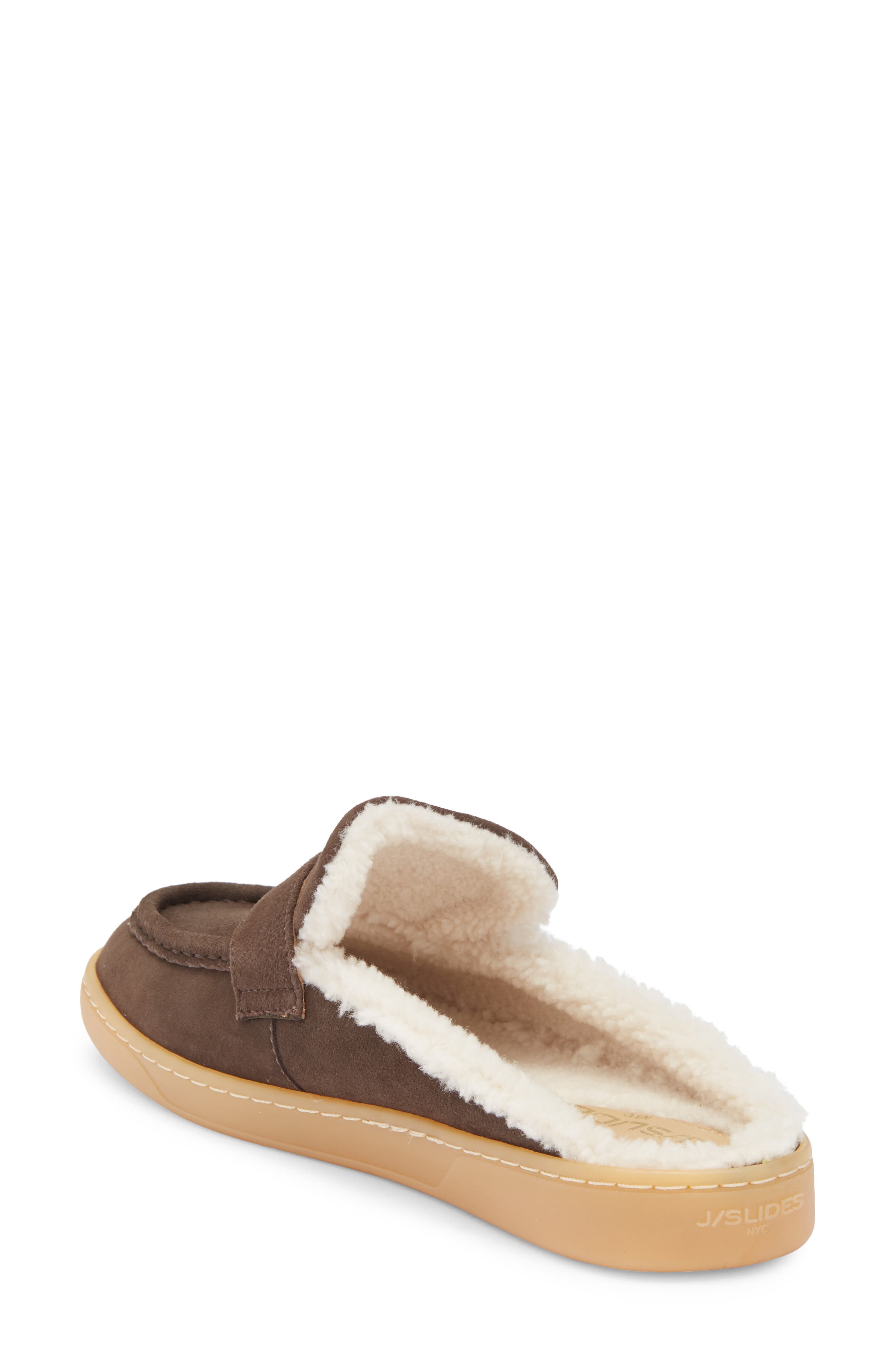 JSlides Hudson Faux Shearling Lined Mule, Alternate, color, Dark Brown