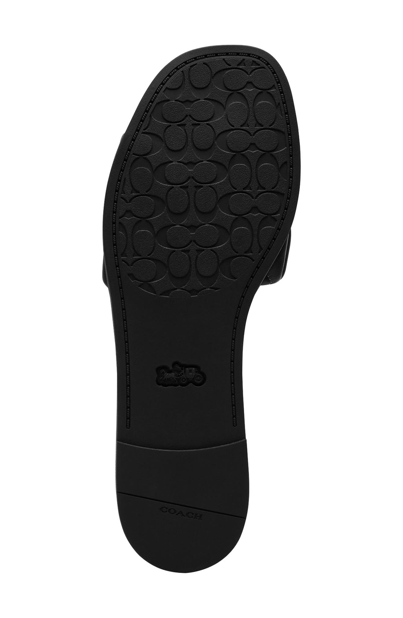 COACH Quilted Flat Slide Sandal, Alternate, color, Black/ Black