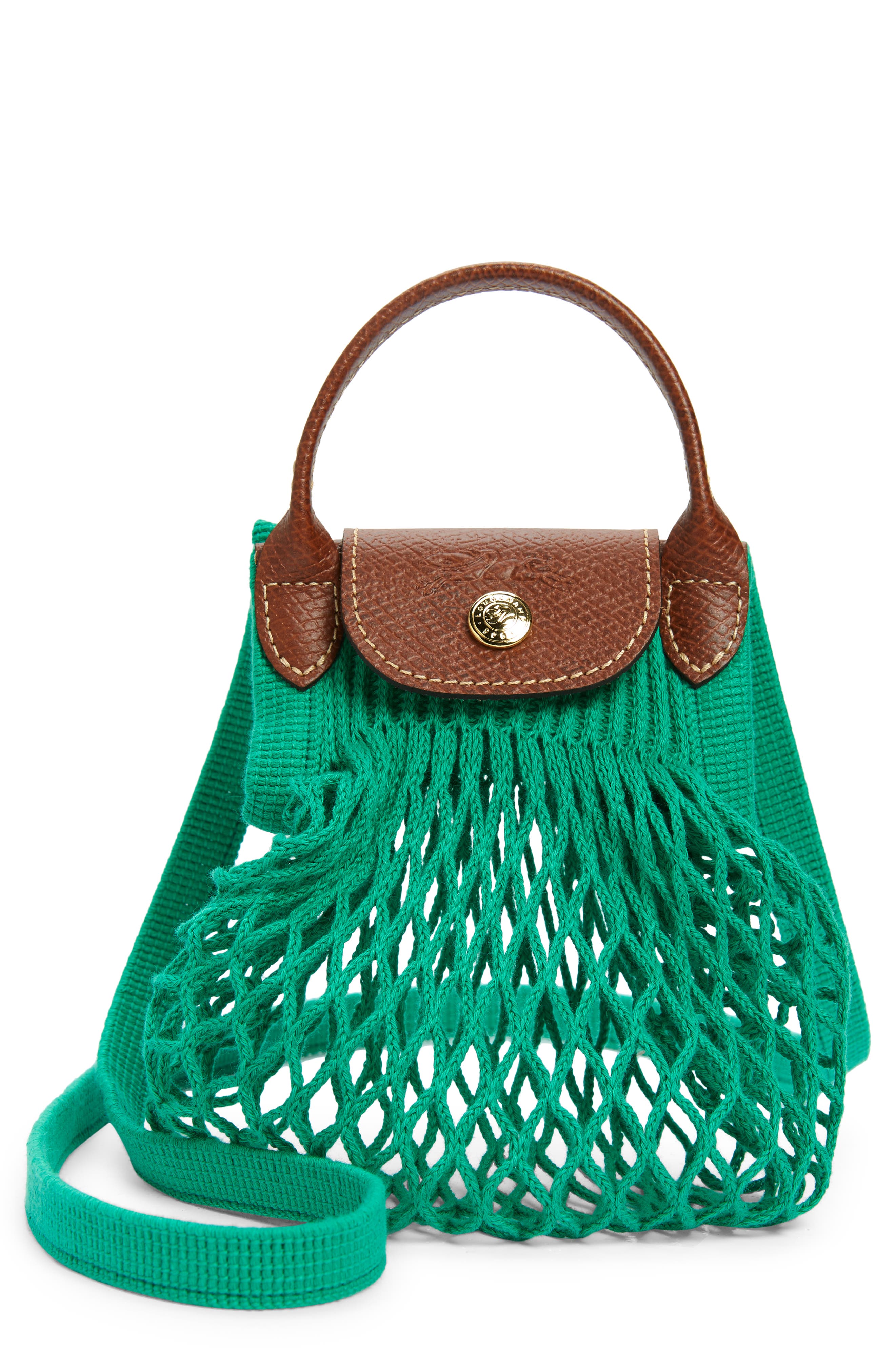 Le Pliage Extra Small Filet Knit Shoulder Bag, Main, color, GREEN