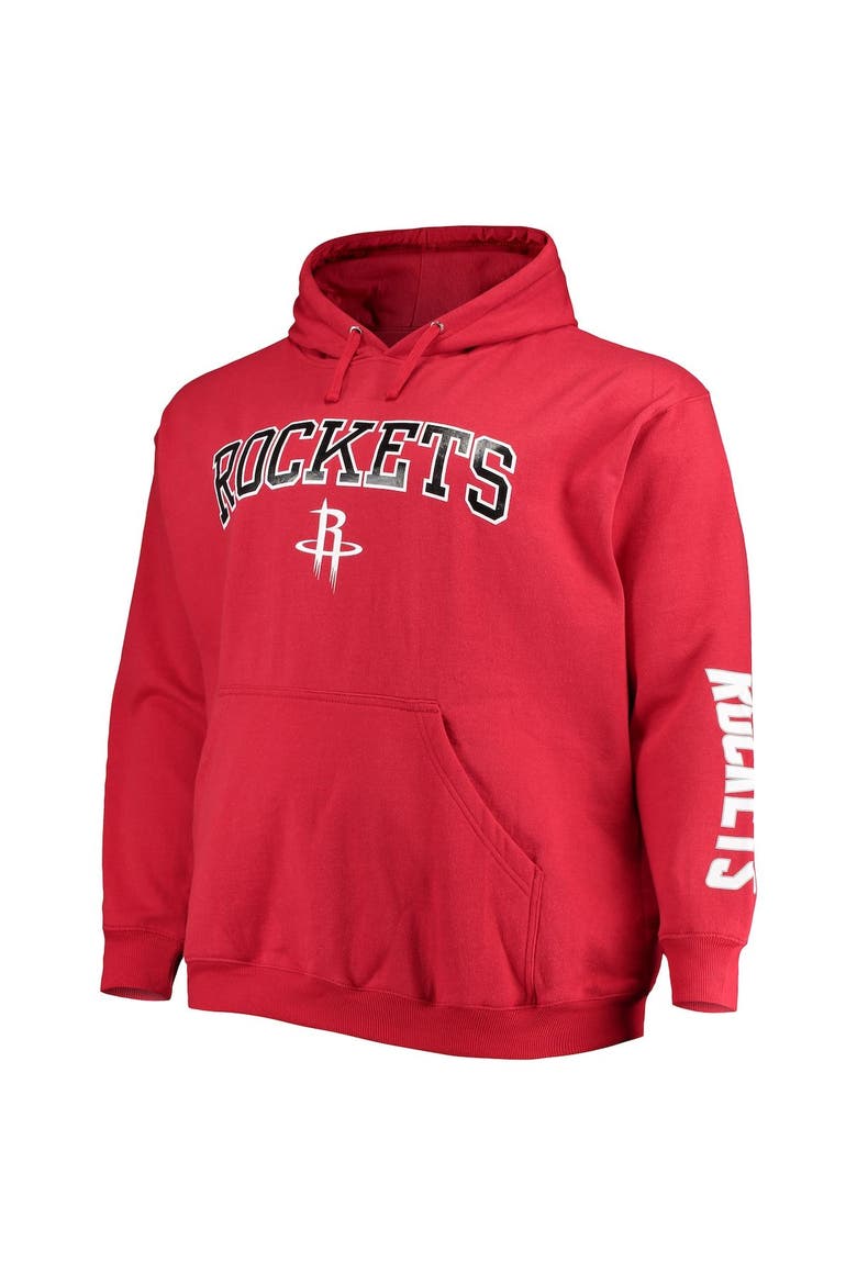 Men's Fanatics Branded Red Houston Rockets Big & Tall Team Wordmark Pullover Hoodie, Alternate, color, Red