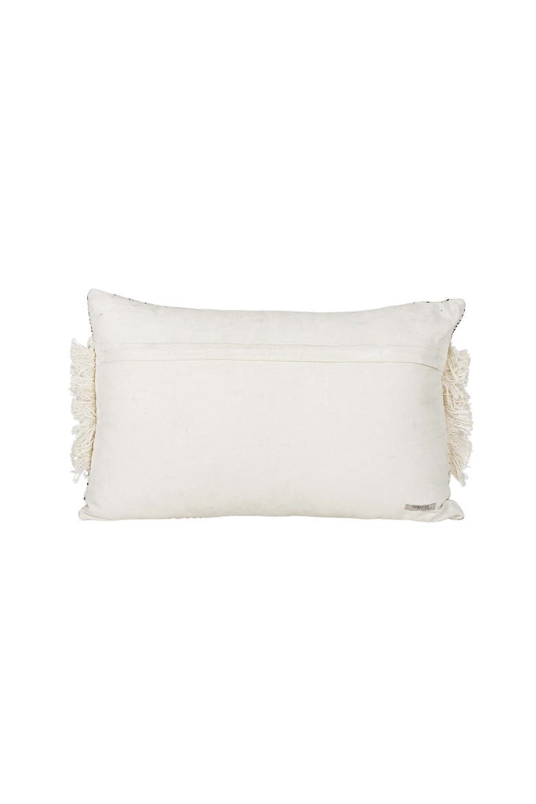 Boho Print Lumbar Pillow, 14" x 22" Black & White Cotton With Polyester Fill, Alternate, color, White