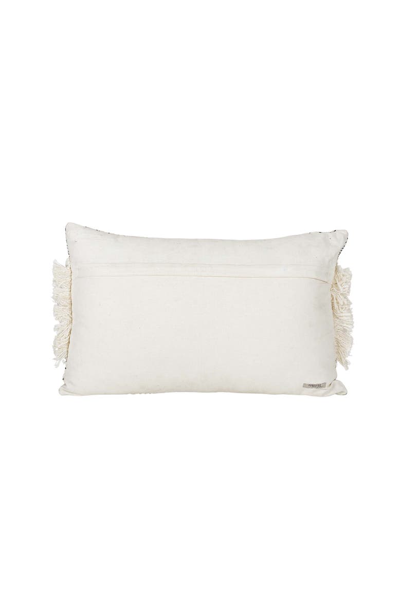 Foreside Home and Garden Boho Print Lumbar Pillow, 14" x 22" Black & White Cotton With Polyester Fill, Alternate, color, White