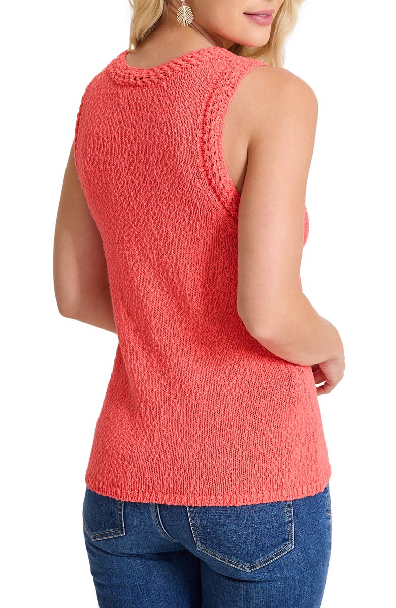 Tommy Bahama Crochet Edge Cotton & Linen Sweater Tank, Alternate, color, Melon Berry