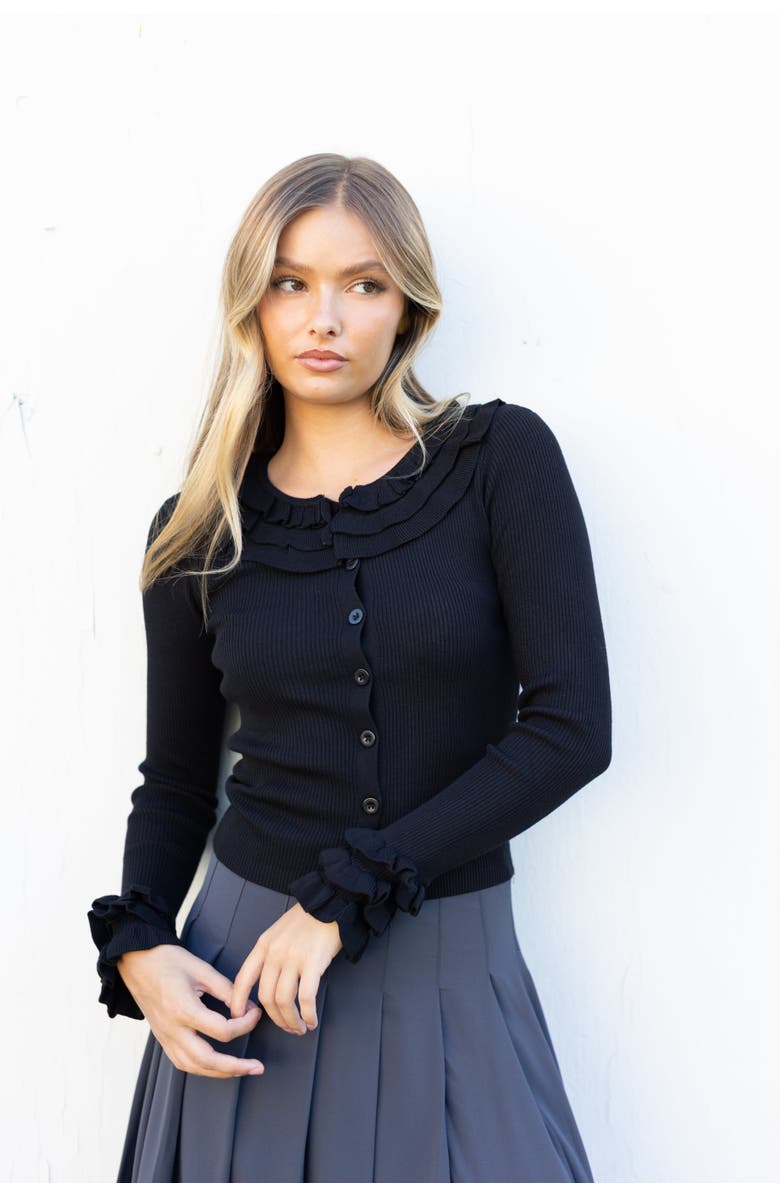 By Tess Collection Bella Cardigan, Alternate, color, Black