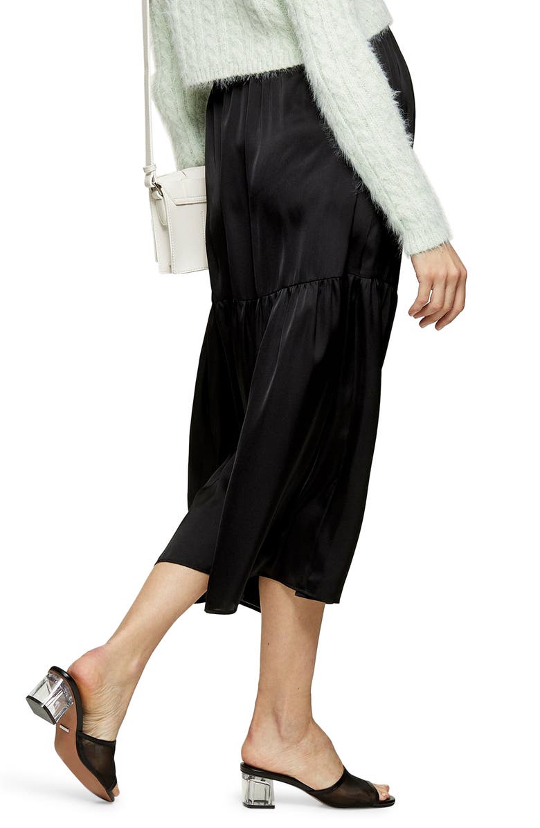 Topshop Tiered Satin Maternity Midi Skirt, Alternate, color,