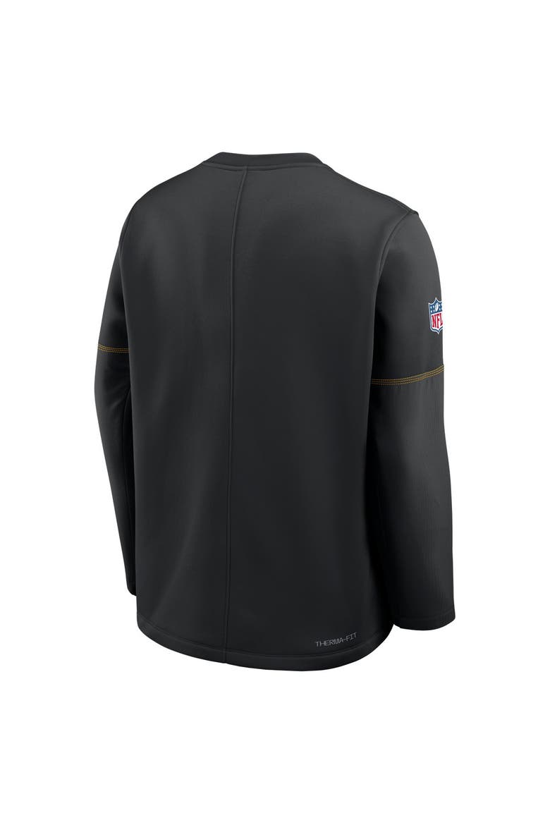Men's Nike Black Pittsburgh Steelers Sideline Coaches Team Present Midweight Therma-FIT Sweatshirt, Alternate, color, Black