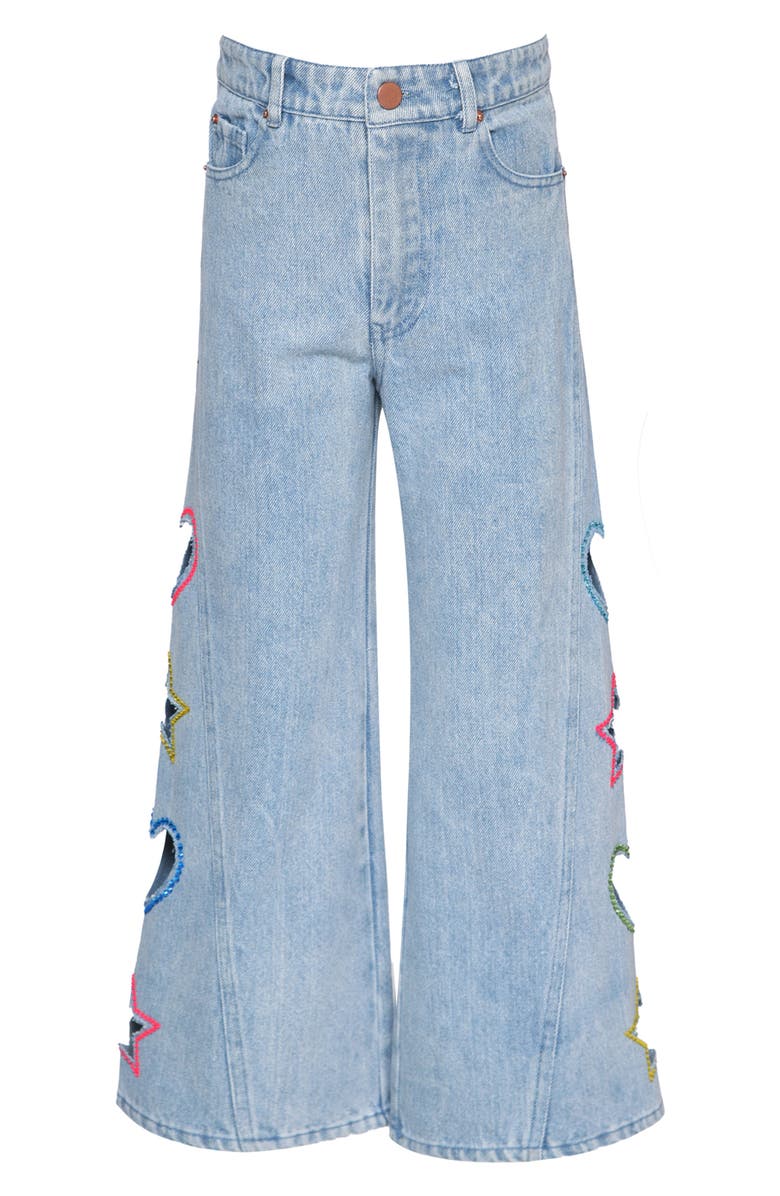 Hannah Banana Kids' Side Cutout Wide Leg Shorts, Main, color, Denim Blue