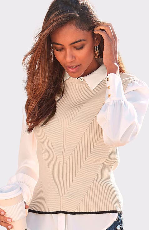 Women's Knit Pattern Sweater Vest