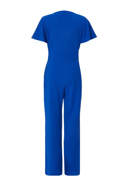 Quiz Scuba Crepe Wrap Front Palazzo Jumpsuit In Blue