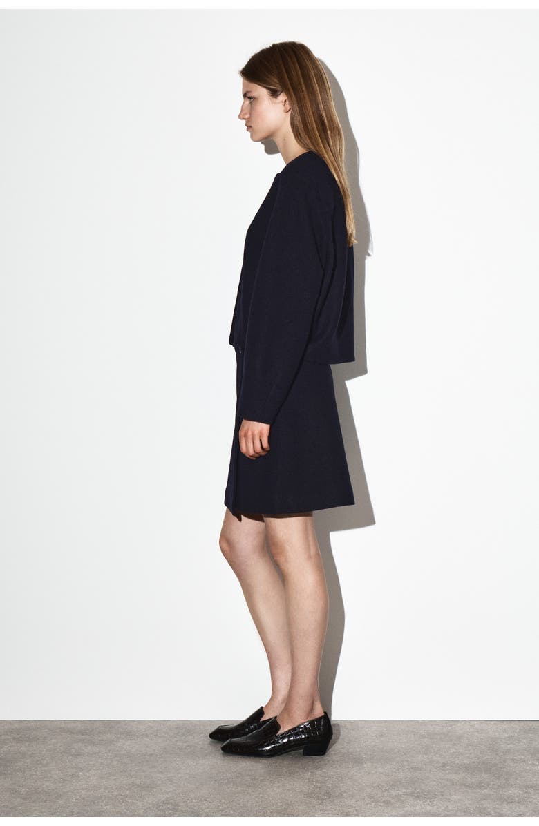 COS Boiled Merino Wool Mini Skirt, Alternate, color, Navy