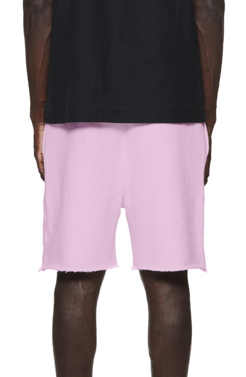 Purple Brand Crackle Logo Cutoff Fleece Shorts In Pink