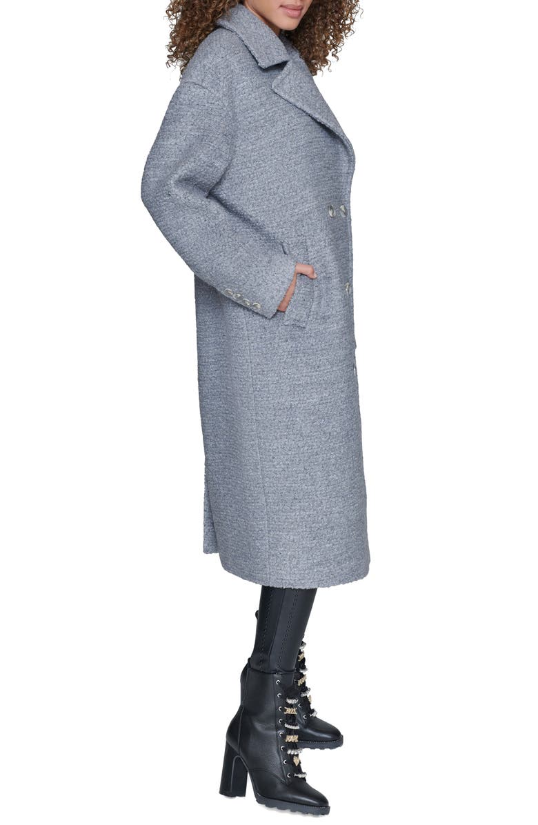 KARL LAGERFELD PARIS Textured Double Breasted Coat, Alternate, color, Grey