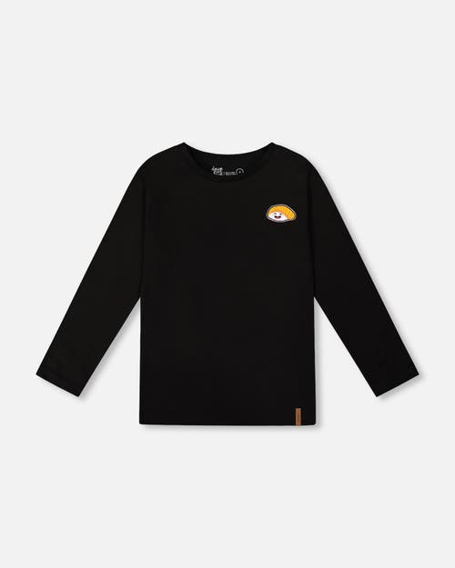 Deux Par Deux Long Sleeve Jersey Tee Shirt With Back & Front In Black