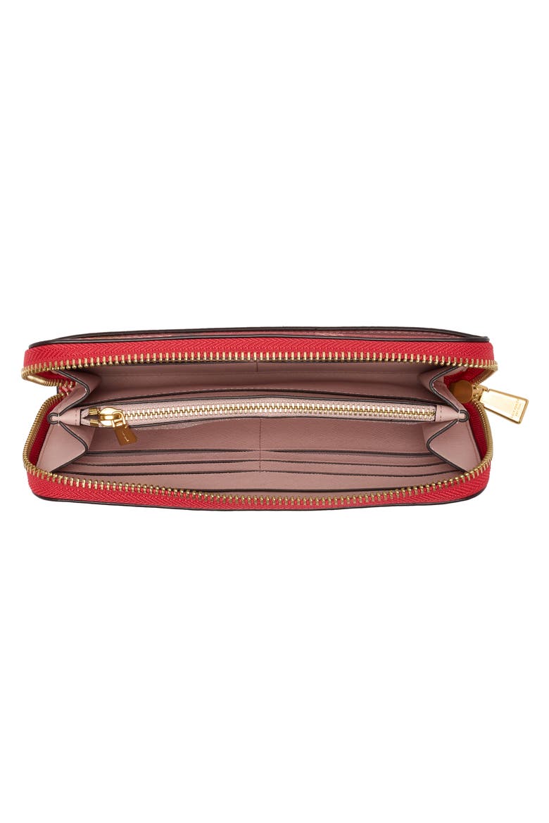 plaid leather contintental wallet, Alternate, color, RED MULTI