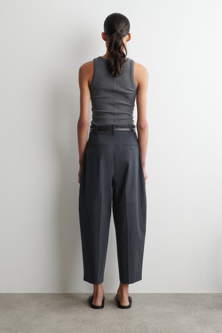 Tailored Cotton Balloon-leg Pants, Alternate, color, NAVY