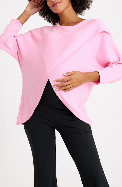 Let Loose Crossover Long Sleeve Maternity/Nursing Knit Top