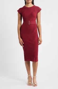 Vince Camuto Belted Knit Sheath Dress