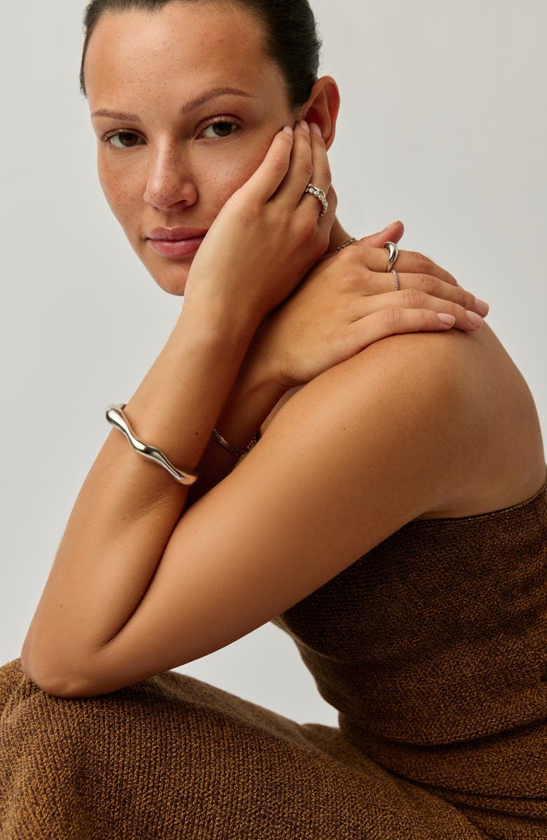 Missoma x Eny Lee Parker Puffy Open Cuff Bracelet, Alternate, color, Silver