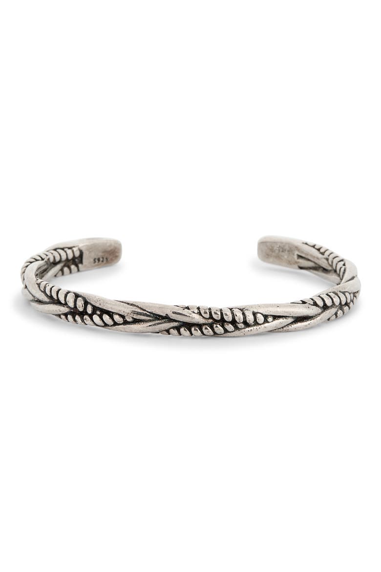 Men's Ricardo Woven Cuff Bracelet, Main, color, SILVER